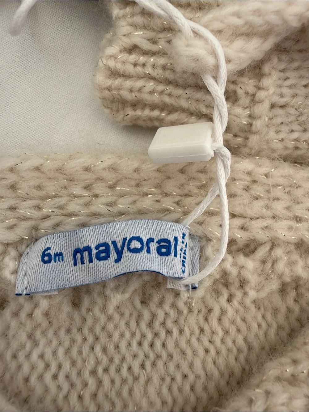 Mayoral Cream Knit Pom-Pom Hat, Mittens & Twisted Headband Set